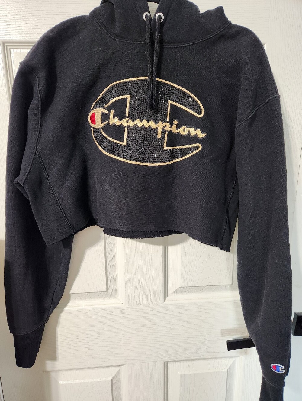 Champion Black Cropped Hoodie